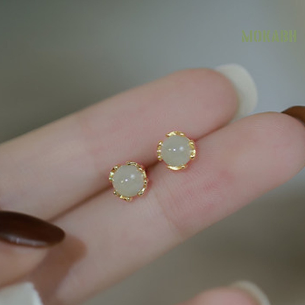 1 Đôi Bông Tai Đính Đá Ngọc Bích Giả Thời Trang Dành Cho Nữ