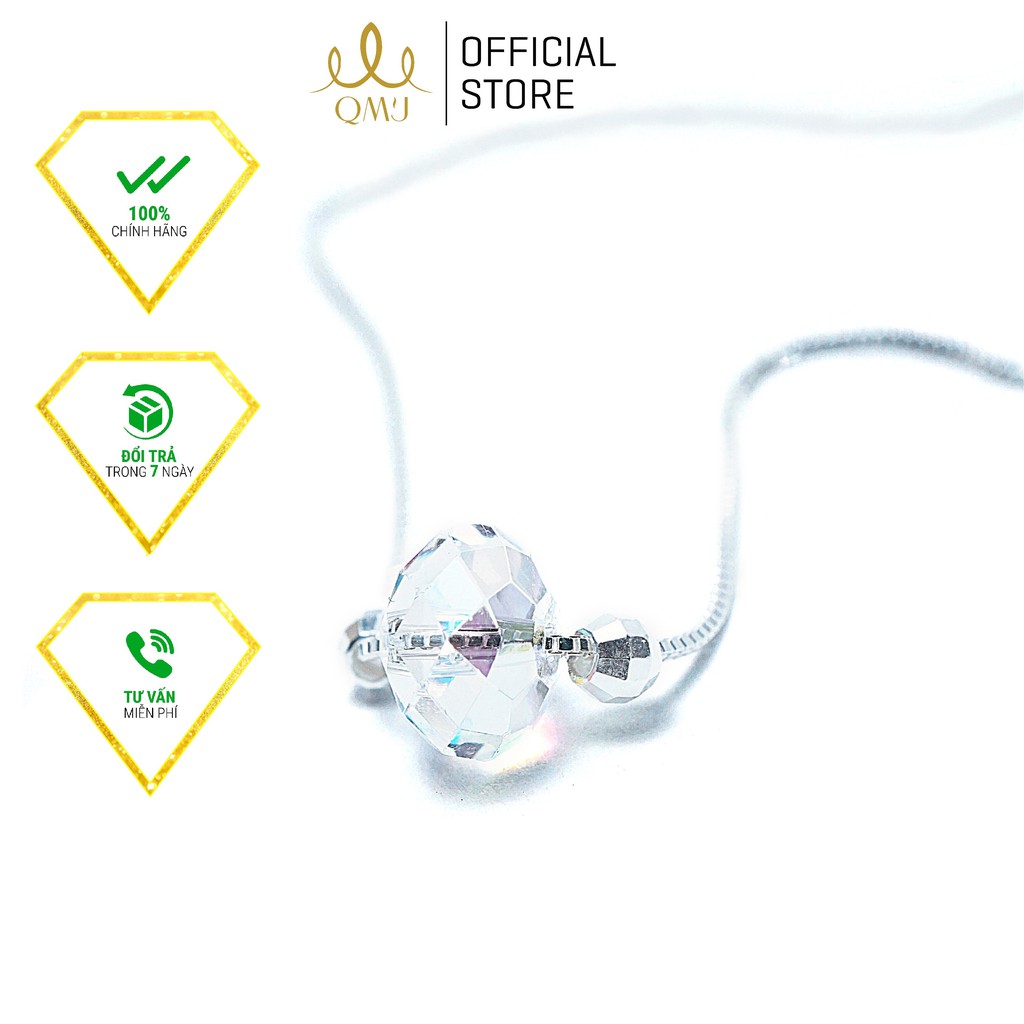 Dây chuyền nữ bạc đơn giản đẹp QMJ Phale lấp lánh 7 màu bạc 925 cao cấp - Q086
