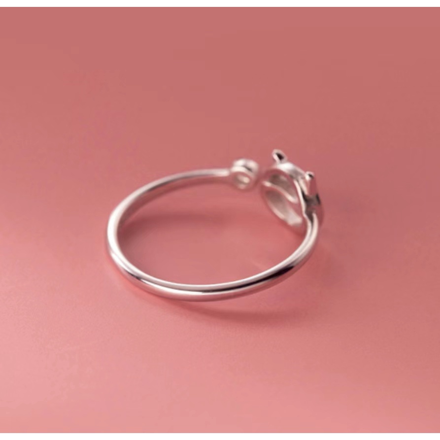 [Cois N] Nhẫn Kim Cương Hình Mèo Dễ Thương Cho Nữ Sinh