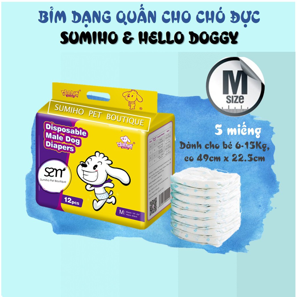 5 cái Bỉm cho chó mèo đực Sumiho công nghệ Ý (nhiều Size) tã bỉm cho chó mèo thú cưng