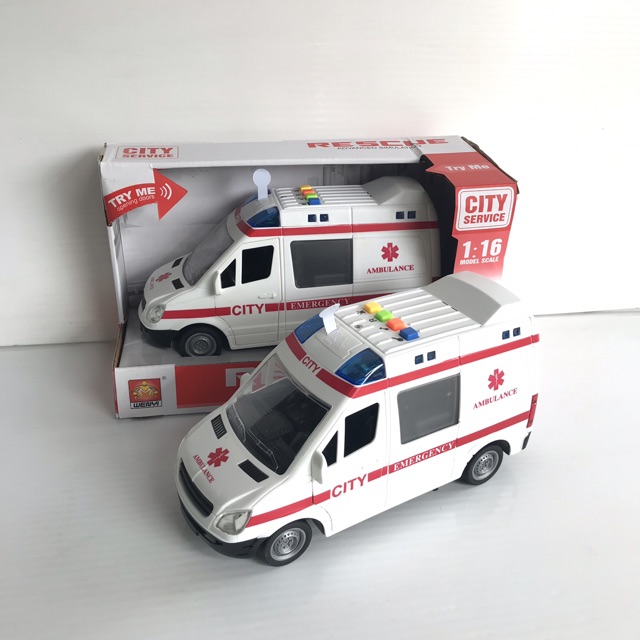 Xe cấp cứu có đèn và âm thanh tỷ lệ 1:16