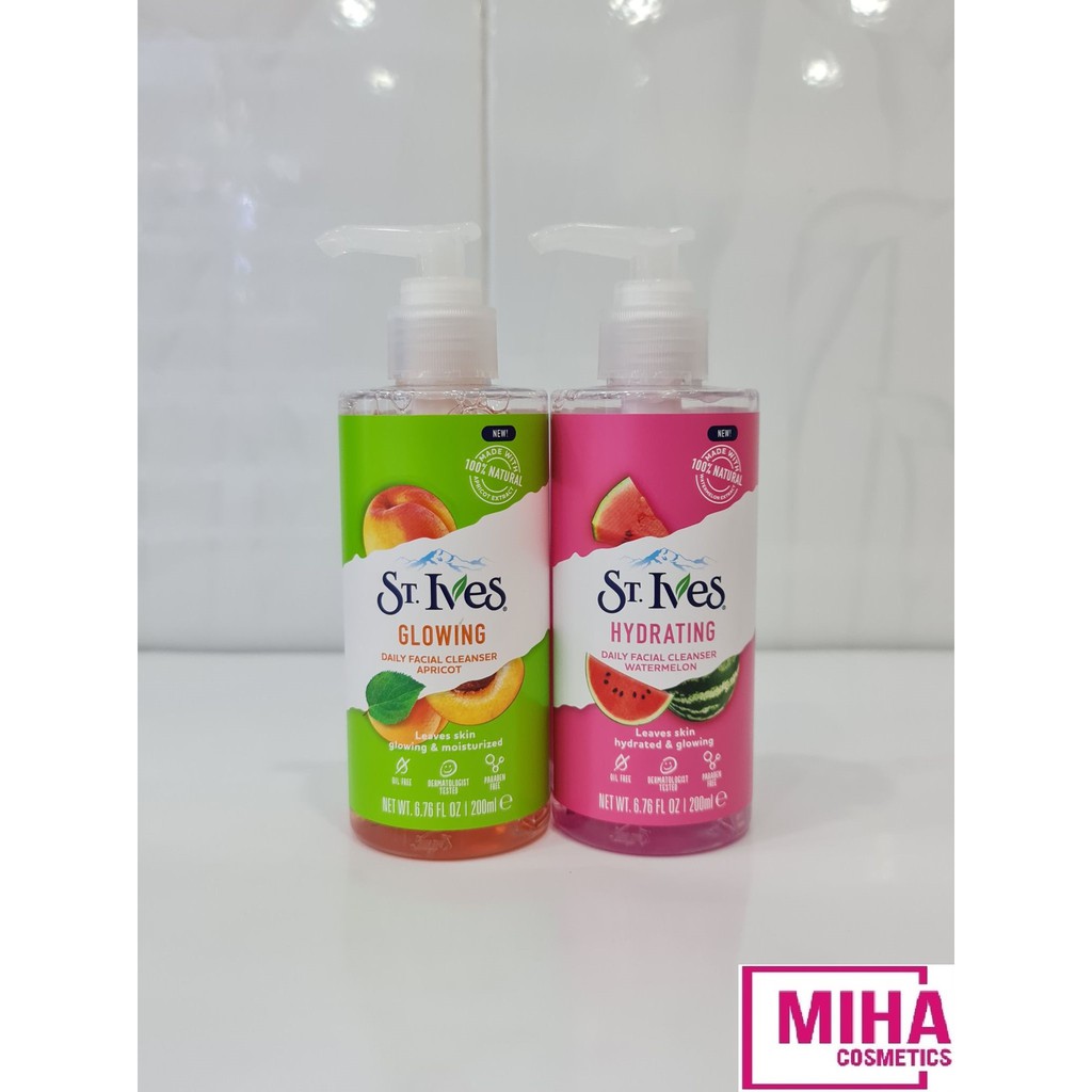 Sữa Rửa Mặt Dạng Gel ST.IVES Daily Facial Cleanser Trái Mơ Hoặc Dưa Hấu 200ml