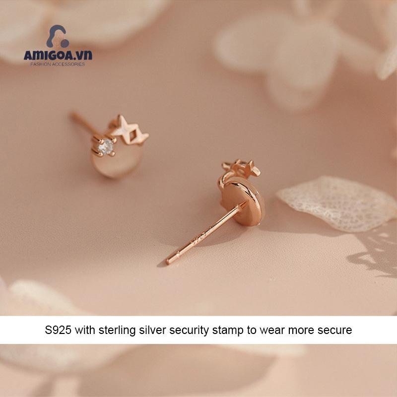 ✨✨Bông Tai Mạ Bạc 925 Hình Ngôi Sao Đính Đá Opal Đơn Giản Sang Trọng Cho Nữ