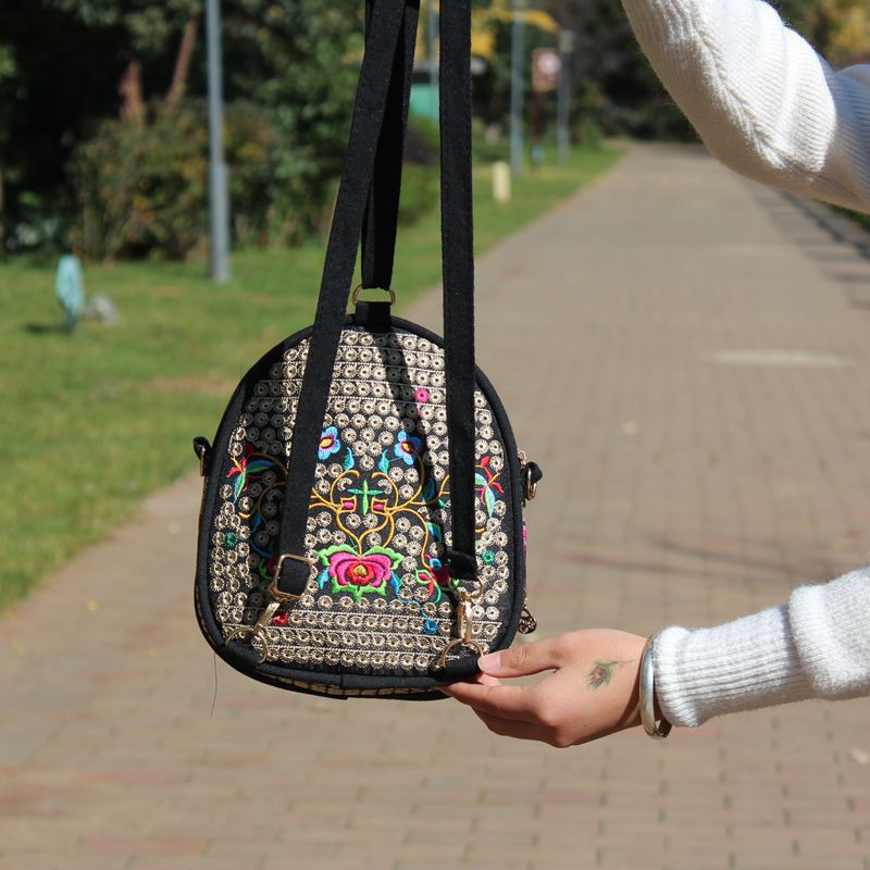 Balo vải thêu hoa hình bầu tròn nhỏ xinh xắn - T01BL7832