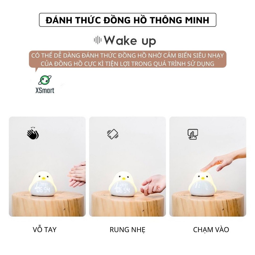 Đồng hồ báo thức kiêm đèn ngủ đèn bàn trang trí thông minh BIRD Siêu Cute , âm lượng cực lớn, pin sạc, cảm biến âm thanh