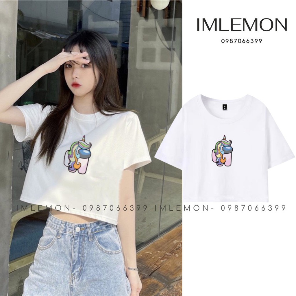 Áo Thun Crotop Form Rộng  In Hình Hoạ tiết AMONG US &amp; GALAXY AMONG US Form Rộng, Dễ Thương Năng Động TTT0018