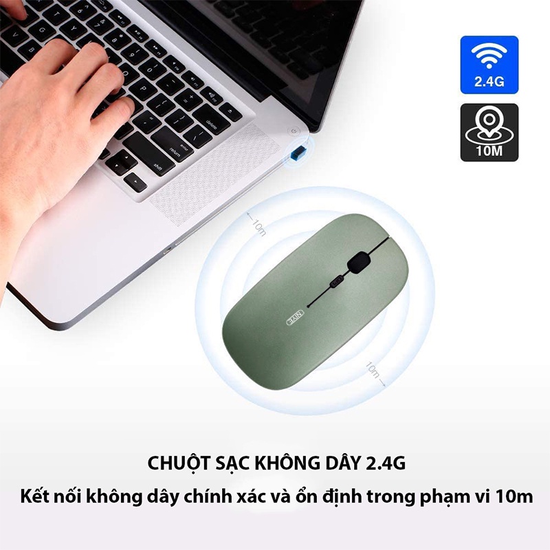 Chuột không dây máy tính gaming cao cấp  Pin sạc đèchuột ho Laptop macbook PC