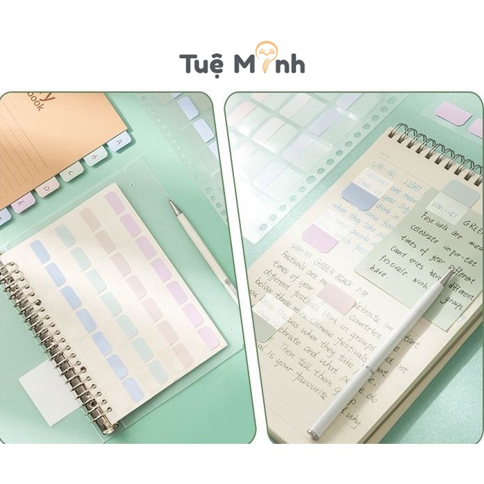 Set 4 Tab phân trang + miếng đánh dấu mục trang sách gắn sổ còng A5 và B5 P10