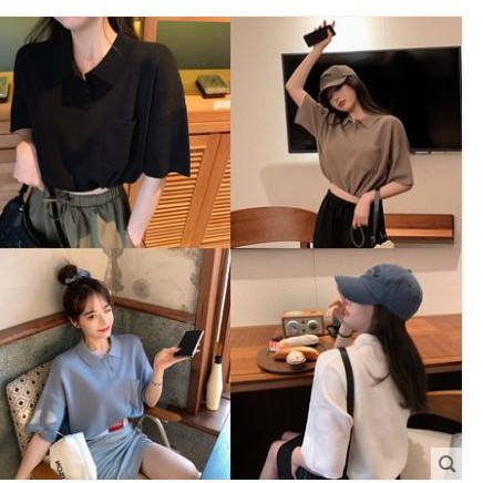 ÁO THUN CỔ POLO CROPTOP FORM RỘNG CÓ DÂY RÚT CÁ TÍNH