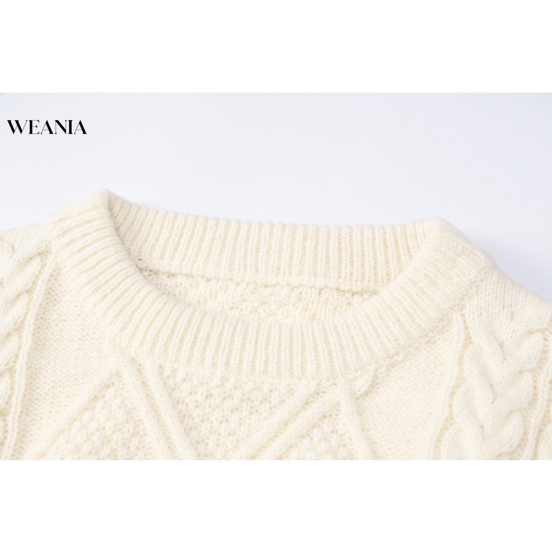 Áo Sweater Dệt Kim Tay Dài Dáng Rộng Cổ Tròn Thời Trang Mùa Thu Cho Nữ