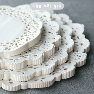 S81 - Set 20 tờ giấy ren trắng vintage cổ điển Paper Doyleys trang trí sổ bullet journal, junk journal - Cây Sồi Già