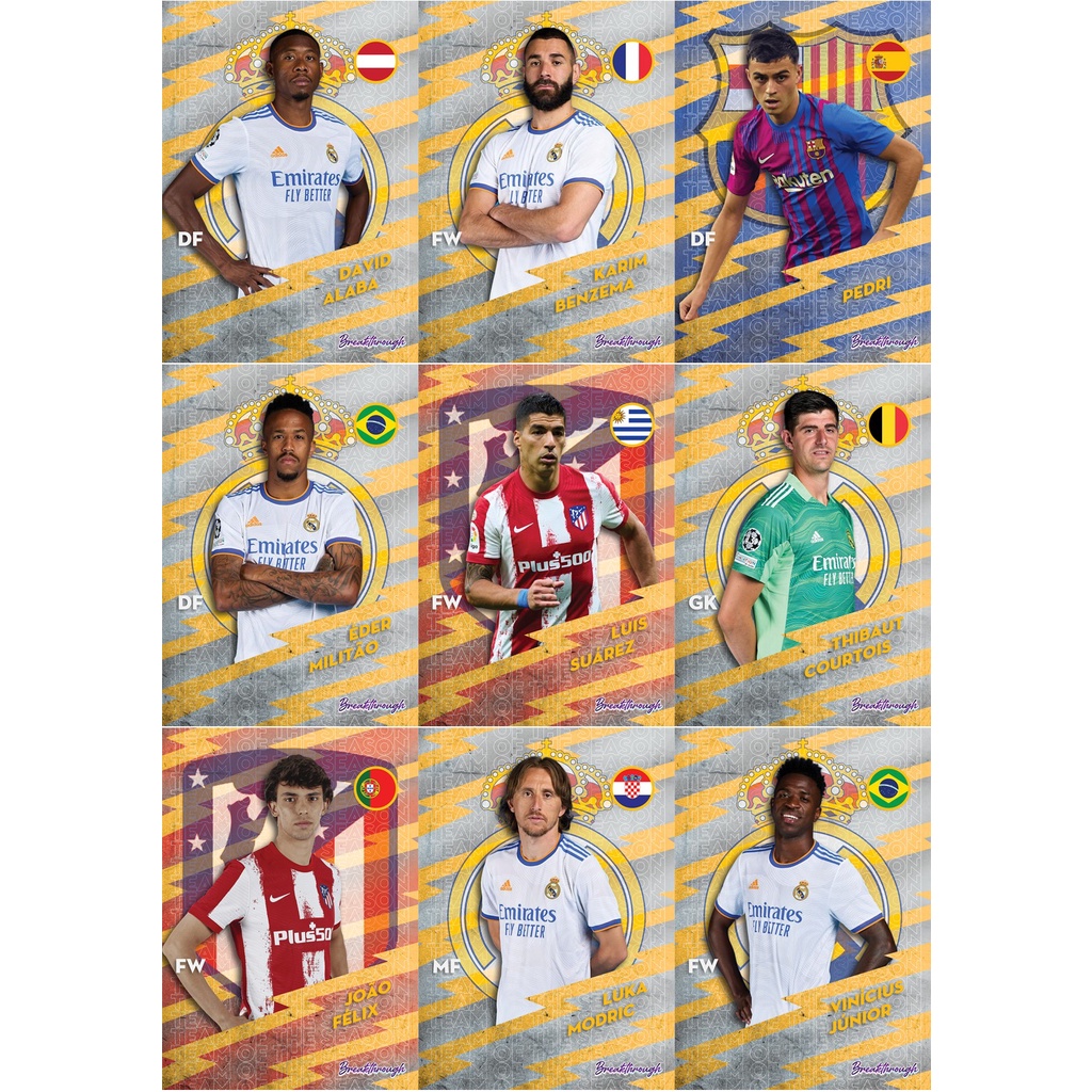 Thẻ cầu thủ bóng đá SKY card TOTS Laliga Benzema Courtois Pedri Felix Suarez Vinicius Modric Militao Alaba Real Madrid