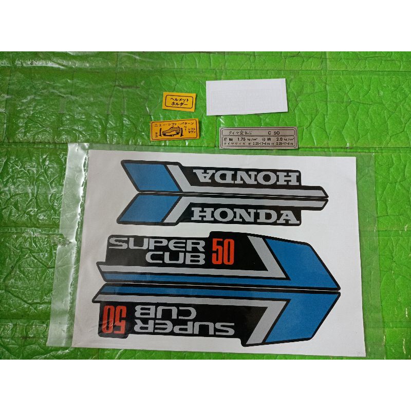Trọn bộ tem Super Cub 86 50 màu xanh dương