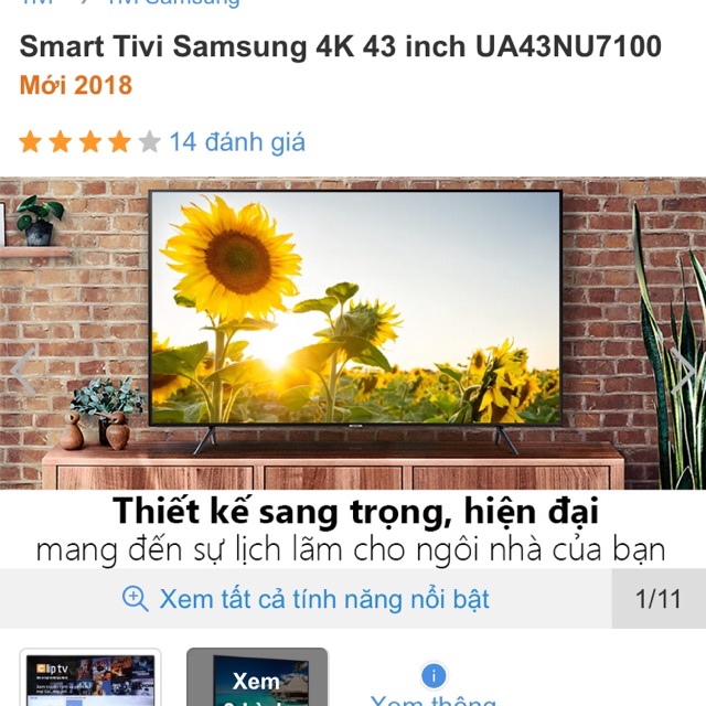 Tivi Samsung 43 NU7100- năm 2018
