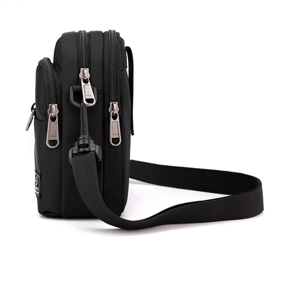 Túi Đeo Chéo Mini PTTN vải Oxford Trượt Nước Cao Cấp Màu Đen/Xanh Dương - T03