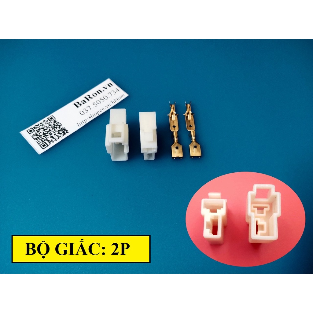 Bộ giắc nối dây điện ô tô - xe máy 2P/3P/4P/6P/8P chống cháy chân đồng cos 6.3