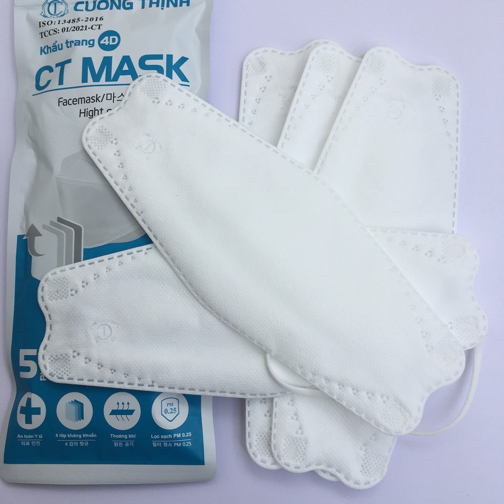 Khẩu Trang 4D CT Mask KF94 Y Tế Cường Thịnh Xuân Lai Chất Dày Dặn Quai Bền Dáng Đẹp Ôm Sát Mặt Gói 5C | BigBuy360 - bigbuy360.vn