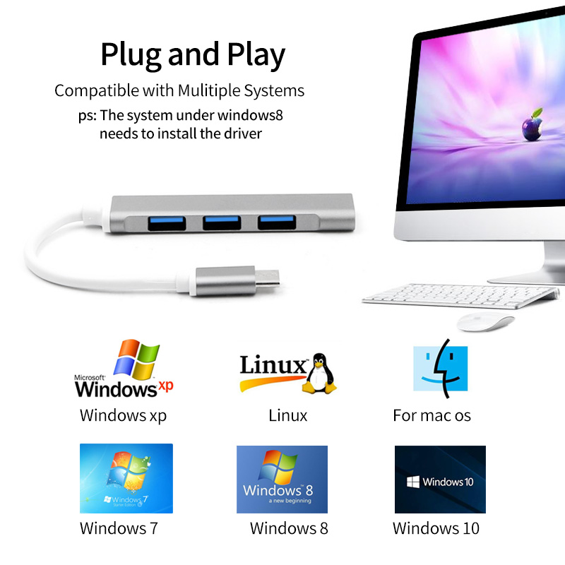 Hub FONKEN Chuyển Đổi Cổng USB-C 3.1 Thành 4 Cổng USB Dành Cho Lenovo / Xiaomi / Macbook Pro Air 2020 Máy Tính / Laptop | WebRaoVat - webraovat.net.vn