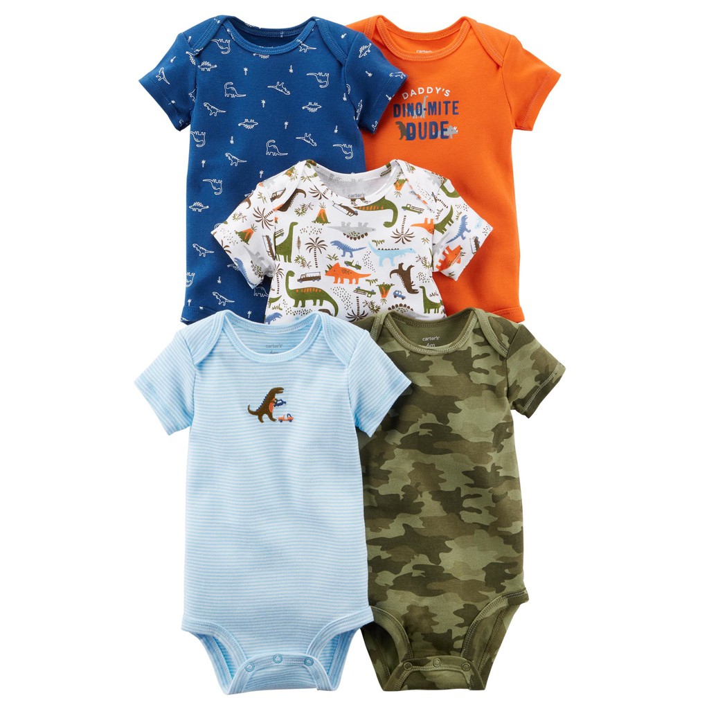 SET 5 BODYSUIT CARTERS TAY NGẮN BÉ TRAI NHIỀU MÀU