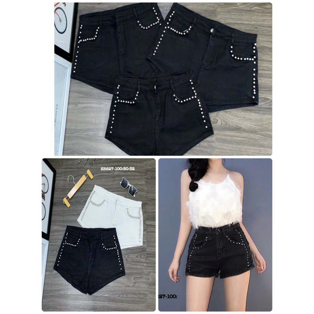 Thời trang nữ Bigsize (65kg-95kg). Short jeans cườm trân châu vừa SANG lại vừa CÁ TÍNH nhé. Bigsize 33-41. Mã sbs27