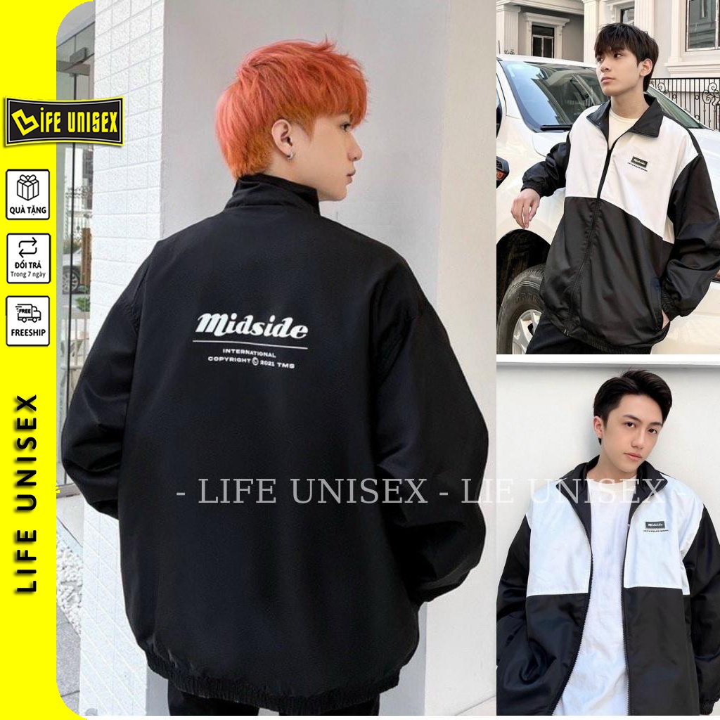 Áo Khoác Dù 2 Lớp MIDSIDE 2022 Ulzzang Nam Nữ Unisex Form Rộng Bomber Jacket LIFE UNISEX