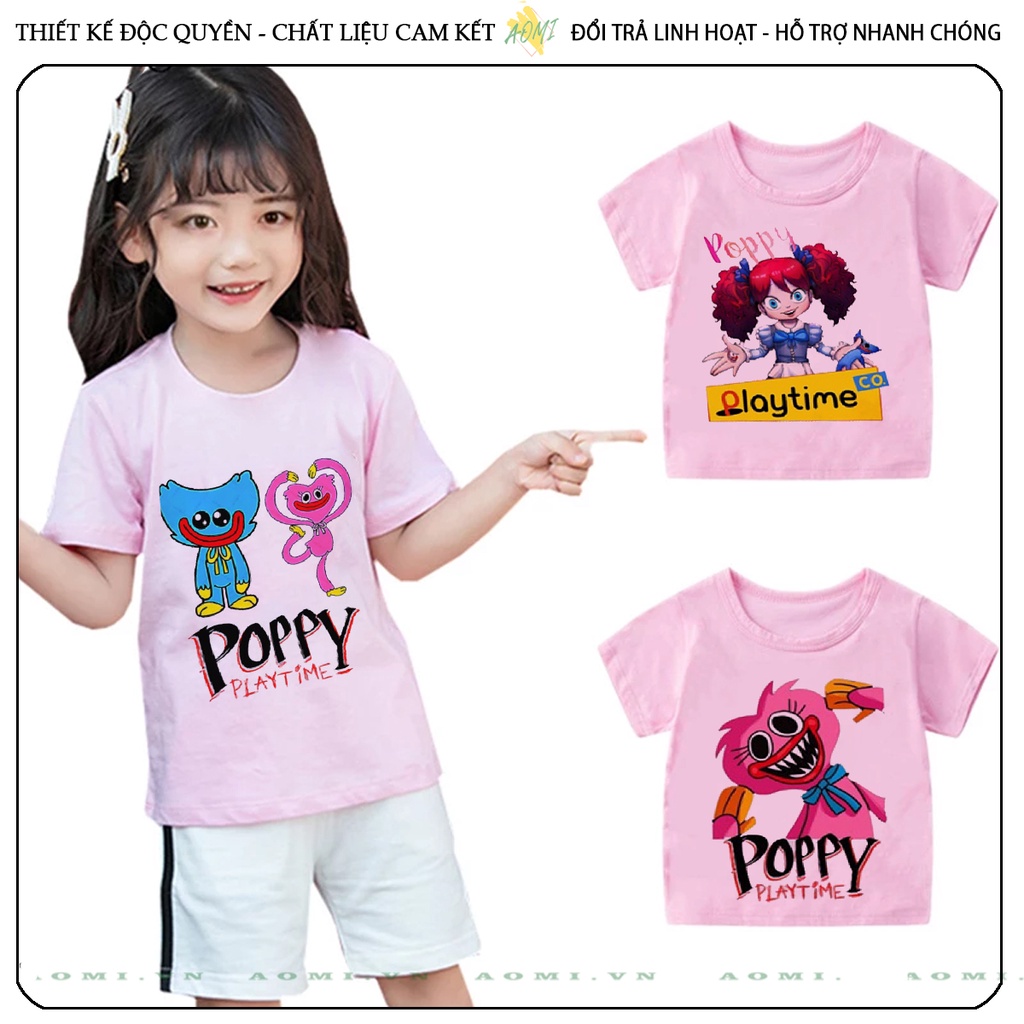 ÁO THUN Poppy Playtime Huggy Wuggy UNISEX PHÔNG HỒNG TAY NGẮN NAM NỮ GIA ĐÌNH CẶP ĐÔI TRẺ EM TRAI GÁI