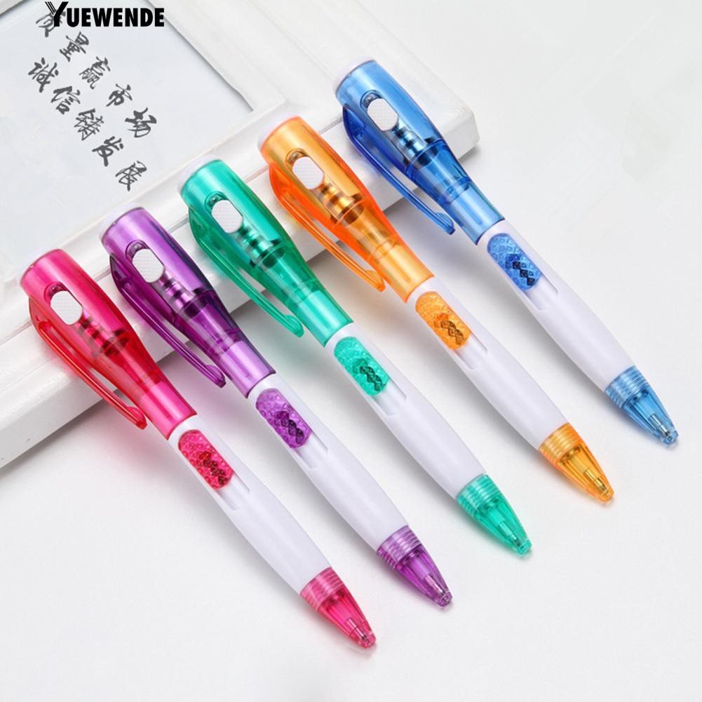 Bút bi bấm mực xanh phát sáng 2 trong 1 tiện lợi