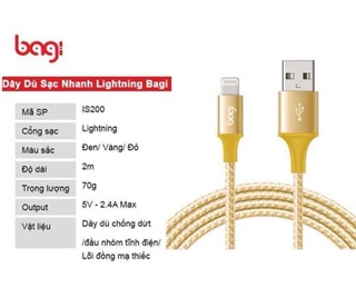 Cáp dù sạc nhanh lightning, micro, type-C - BAGI