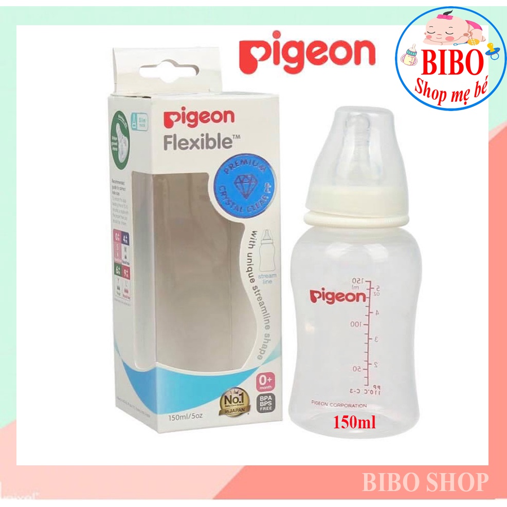 Bình Sữa Cổ Hẹp Pigeon StreamLine 150ML - Bình Bú Cho Bé Sơ Sinh