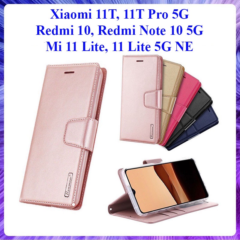 Bao da dạng ví Xiaomi 11T, 11T Pro, Mi 11 Lite, Redmi 10, Note 10 5G hiệu Hanman, ngăn đựng thẻ tiền tiện lợi