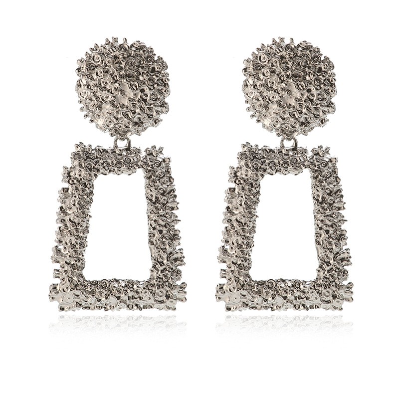 Bohemia Style Scrub Trapezoid Geometric Diamond Dangle Earrings