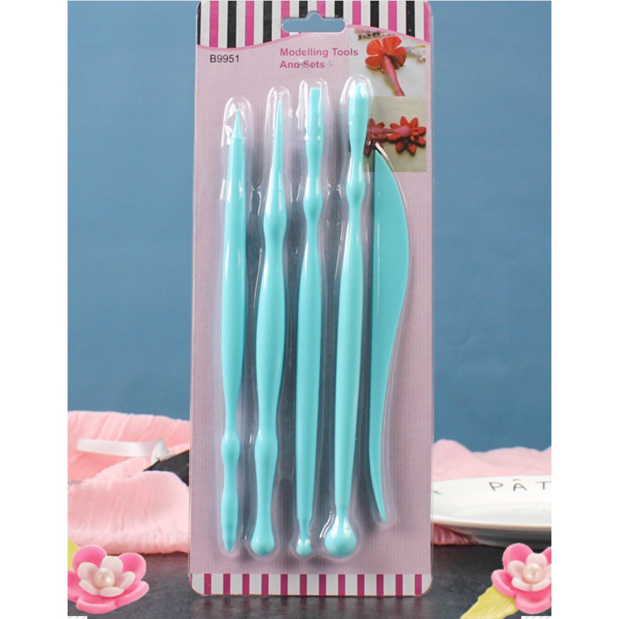 Dụng cụ fondant ⚡ HÀNG LOẠI 1 ⚡ bộ dụng cụ 5 que B9951 thiết kế nhỏ gọn dễ sử dụng