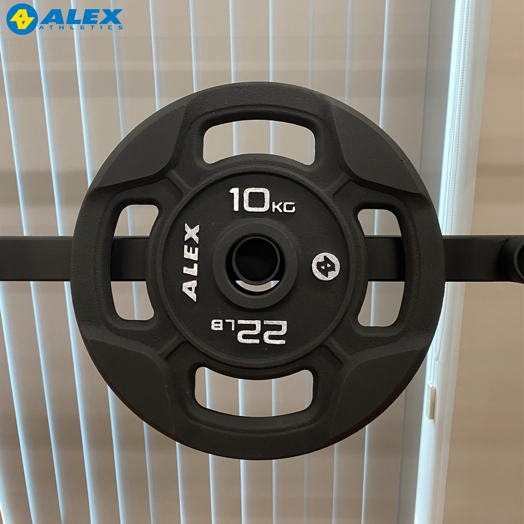 Bộ 2 Tạ Đĩa 10kg 4 Lỗ Phi 50 ALEX Màu Đen Cao Cấp, Gang Nguyên Khối Sơn Tĩnh Điện Tập Gym