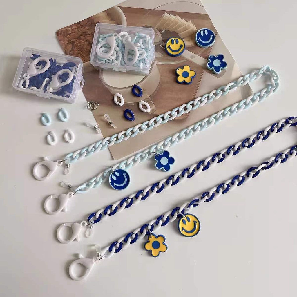 Dây đeo mắt kính bằng acrylic họa tiết hoa mặt cười sáng tạo mới