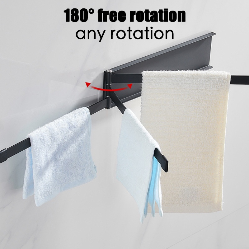 Giá Đỡ Treo Khăn Tắm Gắn Tường Xoay 180 Độ Đa Năng Cho Phòng Tắm/Nhà Bếp