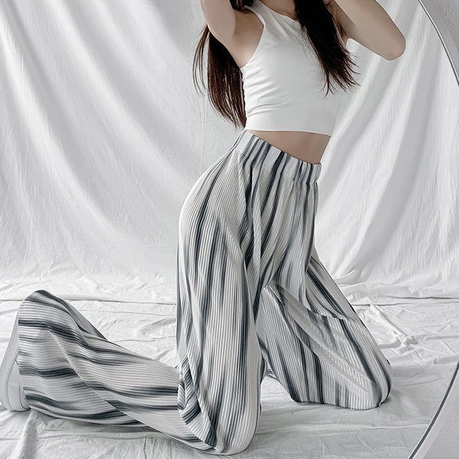 IMAODOU Quần dài  ống rộng lưng cao màu nhuộm độc đáo thời trang xuân thu cho nữ