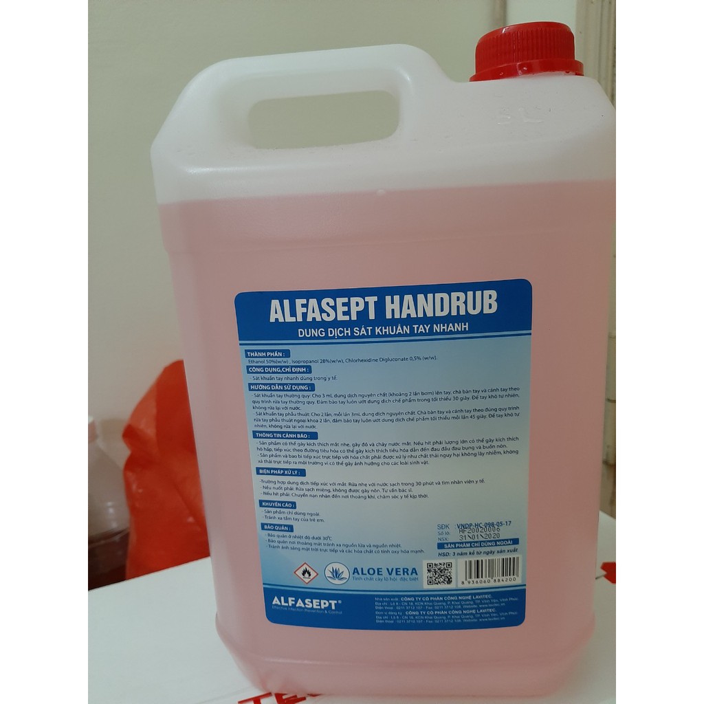 Xả Hàng (Chính Hãng) Dung Dịch Sát Khuẩn Tay Nhanh ALFASEPT- Can 5 Lít (Có Hóa Đơn Đỏ Công Ty) | BigBuy360 - bigbuy360.vn