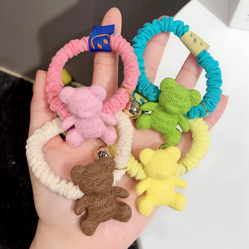 Dây Cột Tóc Hình Gấu Hoạt Hình Màu Huỳnh Quang Phong Cách Hàn Quốc Xinh Xắn