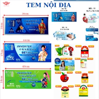 [COMBO 10 TEM] Tem Máy Lạnh nội địa Nhật- Tem điều hoà nhật nhiều mẫu