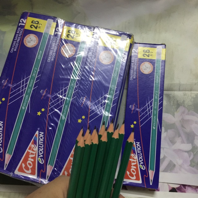 12 cây chì xanh 2B, viết chì xanh 2B