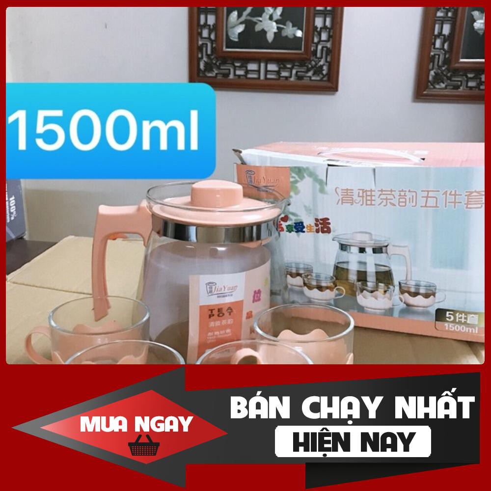 [Hot] Bộ bình trà kèm 4 cốc thuỷ tinh