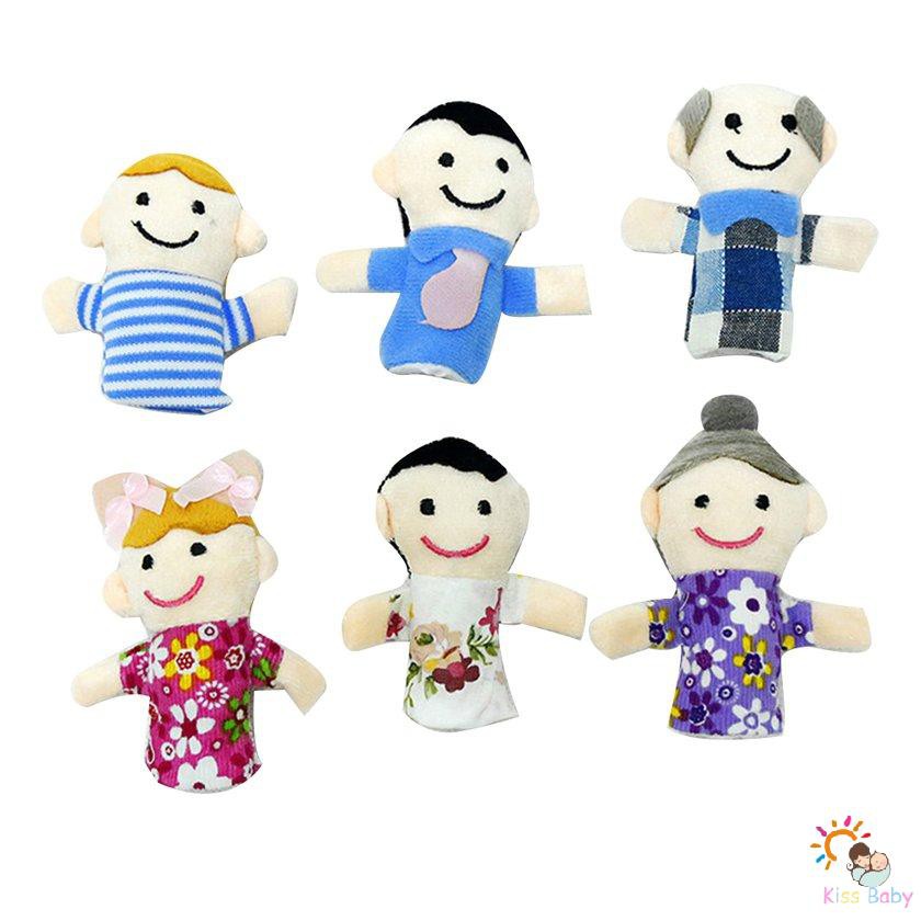 1pc Story Finger Puppets 6 People Family Members Kids Early Educational Toy