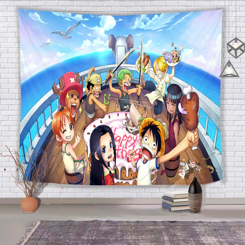 Thảm treo tường in họa tiết anime One Piece dùng trang trí phòng ngủ và phòng khách