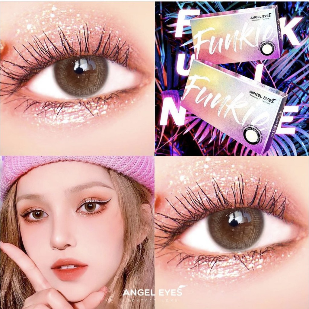 Kính Áp Tròng/ Lens mắt Xám Tây không giãn đeo 8-12h Funkie LIMITED POLYHEMA ĐỘ:0-6