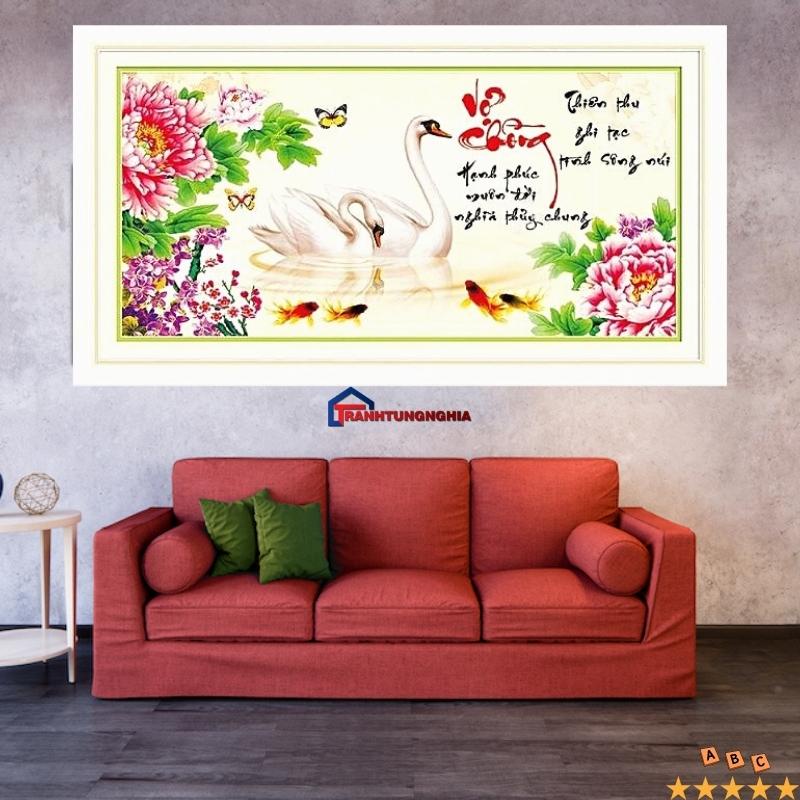 Tranh đính đá, tranh thêu chữ thập vợ chồng