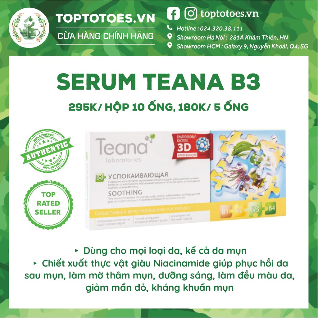 Serum Teana B3 giảm viêm, đỏ, mờ thâm, sẹo mụn, dưỡng sáng đều màu da | BigBuy360 - bigbuy360.vn