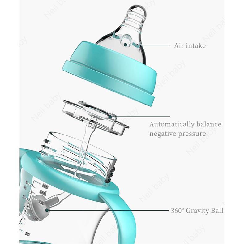 Bình Sữa Miệng Rộng Bằng Silicone Không Chứa BPA Kèm Ống Hút Cho Bé Sơ Sinh