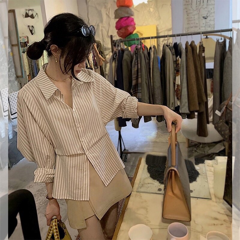 Áo sơ mi nữ dài tay basic, Sơ mi nữ kiểu dáng ullzang mới vải thô không nhăn nhàu Linzstore | BigBuy360 - bigbuy360.vn