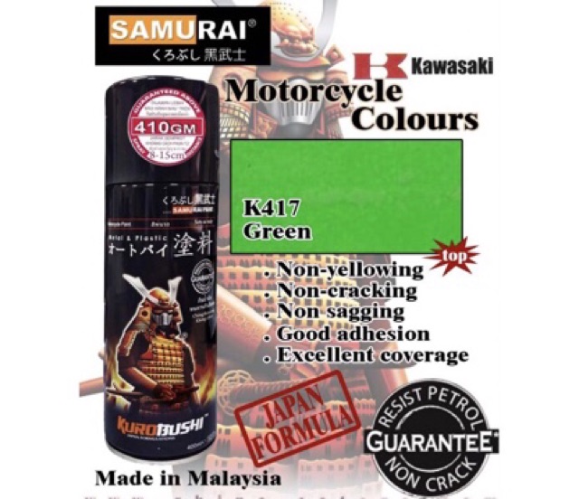 Chai sơn xịt sơn xe máy Samurai K417 màu xanh lá cây Kawasaki