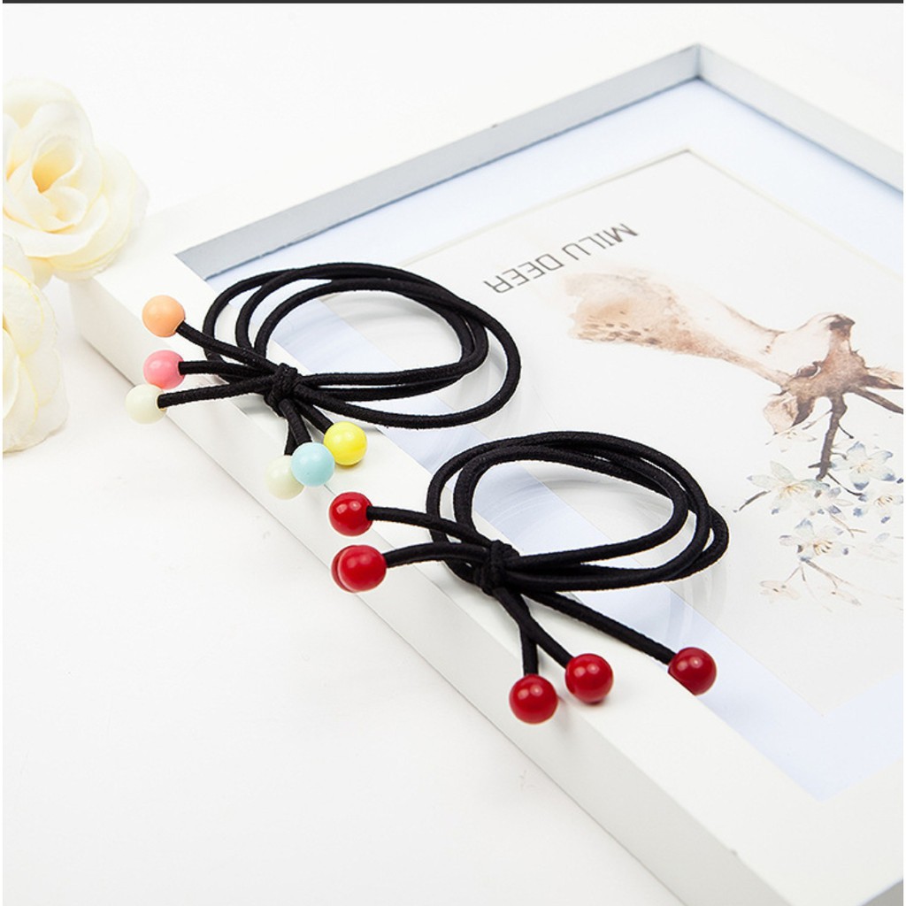 Dây cột tóc đính hạt đỏ Nàng Len